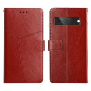 For Google Pixel 7 Y Stitching Horizontal Flip Leather Phone Case(Brown) (OEM)