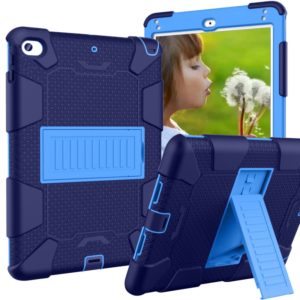 Shockproof Two-color Silicone Protection Shell for iPad Mini 2019 & 4, with Holder (Navy Blue+Blue) (OEM)