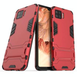 For OPPO F17 PC + TPU Shockproof Protective Case with Invisible Holder(Red) (OEM)