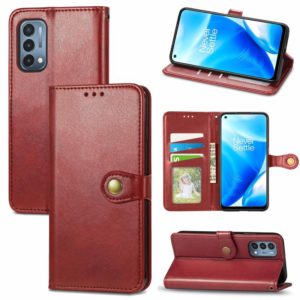 For OnePlus Nord N200 5G Solid Color Leather Buckle Phone Case with Lanyard & Photo Frame & Card Slot & Wallet & Stand Function(Red) (OEM)