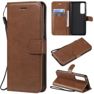 For Huawei nova 7 Pro Solid Color Horizontal Flip Protective Leather Case with Holder & Card Slots & Wallet & Lanyard(Brown) (OEM)