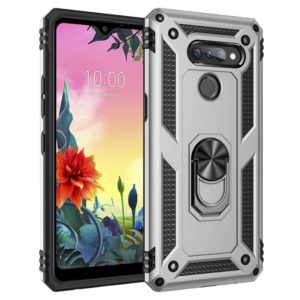For LG K50S Shockproof TPU + PC Protective Case with 360 Degree Rotating Holder(Silver) (OEM)