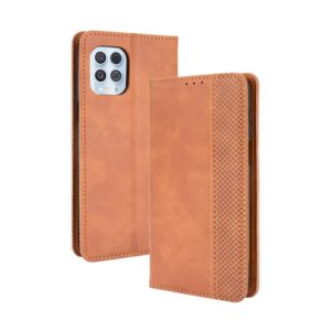 For Motorola Moto Edge S Magnetic Buckle Retro Crazy Horse Texture Horizontal Flip Leather Case with Holder & Card Slots & Photo Frame(Brown) (OEM)