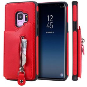 For Galaxy S9 Solid Color Double Buckle Zipper Shockproof Protective Case(Red) (OEM)