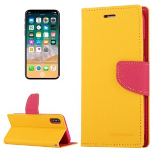 For iPhone X / XS GOOSPERY FANCY DIARY Cross Texture Horizontal Flip Leather Case with Card Slots & Wallet & Holder(Yellow) (GOOSPERY) (OEM)