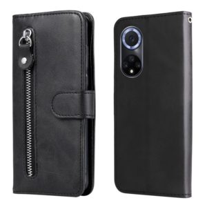 For Huawei nova 9 / Honor 50 5G Calf Texture Zipper Horizontal Flip Leather Phone Case(Black) (OEM)