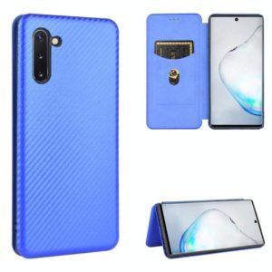 For Samsung Galaxy Note10 Carbon Fiber Texture Horizontal Flip TPU + PC + PU Leather Case with Card Slot(Blue) (OEM)