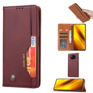 For Xiaomi POCO X3 NFC Knead Skin Texture Horizontal Flip Leather Case with Photo Frame & Holder & Card Slots & Wallet(Wine Red) (OEM)