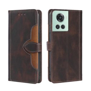 For OnePlus Ace / 10R Skin Feel Magnetic Buckle Leather Phone Case(Brown) (OEM)