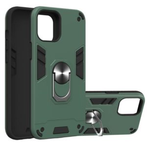 For iPhone 12 Pro Max 2 in 1 Armour Series PC + TPU Protective Case with Ring Holder(Dark Green) (OEM)