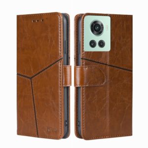For OnePlus Ace/10R Geometric Stitching Horizontal Flip TPU + PU Leather Phone Case(Light Brown) (OEM)