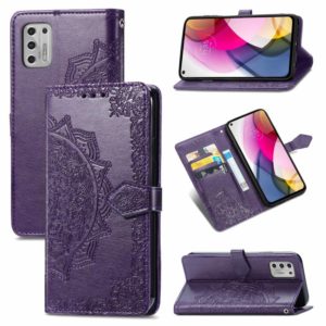 For Motorola Moto G Stylus 2021 Mandala Flower Embossed Horizontal Flip Leather Case with Holder & Three Card Slots & Wallet & Lanyard(Purple) (OEM)