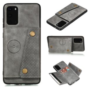 For Samsung Galaxy Note 20 Ultra Double Buckle PU + TPU Shockproof Magnetic Protective Case with Card Slot & Holder(Grey) (OEM)