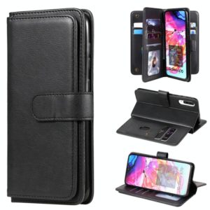 For Samsung Galaxy A70 Multifunctional Magnetic Copper Buckle Horizontal Flip Solid Color Leather Case with 10 Card Slots & Wallet & Holder & Photo Frame(Black) (OEM)