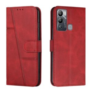 For Infinix Hot 12i Stitching Calf Texture Buckle Leather Phone Case(Red) (OEM)