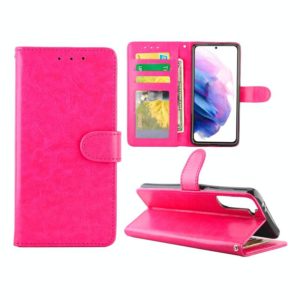 For Samsung Galaxy S21+ 5G/S21 Plus 5G Crazy Horse Texture Leather Horizontal Flip Protective Case with Holder & Card Slots & Wallet & Photo Frame(Rose Red) (OEM)