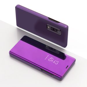 For Galaxy A30s / A50s Plating Mirror Left and Right Flip Cover with Bracket Holster(Purple) (OEM)