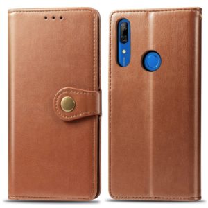 Retro Solid Color Leather Buckle Mobile Phone Protection Leather Case with Lanyard & Photo Frame & Card Slot & Wallet & Bracket Function for Huawei P Smart Z(Brown) (OEM)