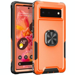 For Google Pixel 6 3 in 1 Ring Holder PC + TPU Phone Case(Orange) (OEM)