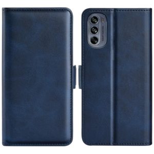 For Motorola G62 5G Dual-side Magnetic Buckle Horizontal Flip Leather Phone Case(Dark Blue) (OEM)