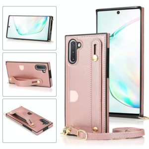 For Samsung Galaxy Note 10 Wrist Strap PU+TPU Shockproof Protective Case with Crossbody Lanyard & Holder & Card Slot(Rose Gold) (OEM)
