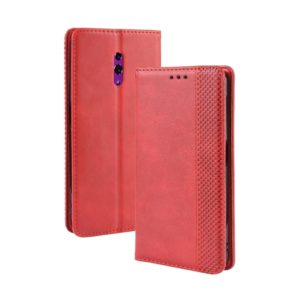 Magnetic Buckle Retro Crazy Horse Texture Horizontal Flip Leather Case for OPPO Reno , with Holder & Card Slots & Photo Frame(Red) (OEM)