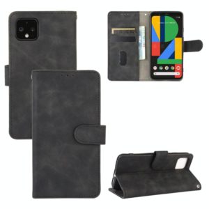For Google Pixel 4 XL Solid Color Skin Feel Magnetic Buckle Horizontal Flip Calf Texture PU Leather Case with Holder & Card Slots & Wallet(Black) (OEM)