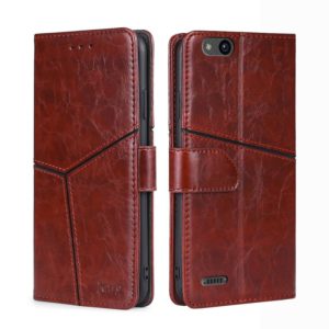 For ZTE Tempo X Geometric Stitching Horizontal Flip TPU + PU Leather Phone Case(Dark Brown) (OEM)
