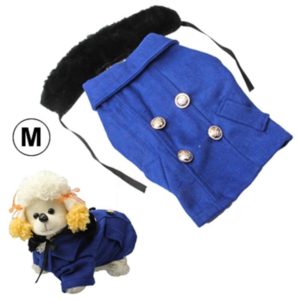 Gorgeous Woolen Cloth with Fur Collar Dog Coat Pet Clothes, Size: M(Dark Blue) (OEM)