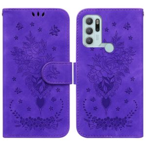For Motorola Moto G60S Butterfly Rose Embossed Leather Phone Case(Purple) (OEM)
