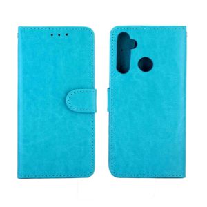 For OPPO Realme 5 Crazy Horse Texture Leather Horizontal Flip Protective Case with Holder & Card Slots & Wallet & Photo Frame(Baby Blue) (OEM)