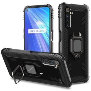 For OPPO Realme 6 Carbon Fiber Protective Case with 360 Degree Rotating Ring Holder(Black) (OEM)