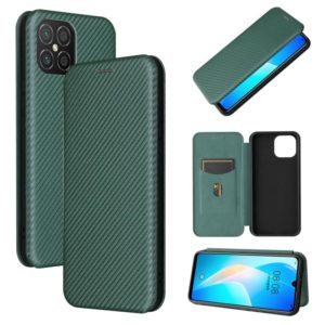 For Huawei nova 8 SE Carbon Fiber Texture Horizontal Flip TPU + PC + PU Leather Case with Card Slot(Green) (OEM)