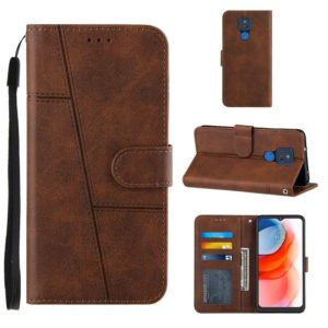 For Motorola Moto G Play 2021 Stitching Calf Texture Buckle Leather Phone Case(Brown) (OEM)