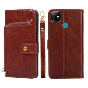 For Itel Vision 1 Zipper Bag Leather Phone Case(Brown) (OEM)