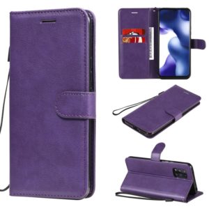 For Xiaomi Mi 10 Lite Solid Color Horizontal Flip Protective Leather Case with Holder & Card Slots & Wallet & Photo Frame & Lanyard(Purple) (OEM)