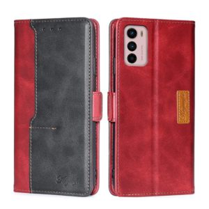 For Motorola Moto G42 4G Contrast Color Side Buckle Leather Phone Case(Red + Black) (OEM)