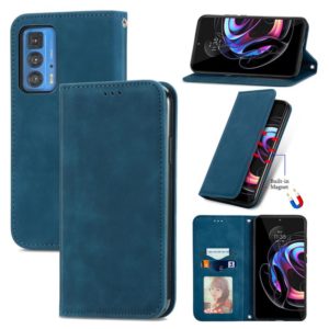For Motorola Edge 20 Pro Retro Skin Feel Business Magnetic Horizontal Flip Leather Case With Holder & Card Slots & Wallet & Photo Frame(Blue) (OEM)
