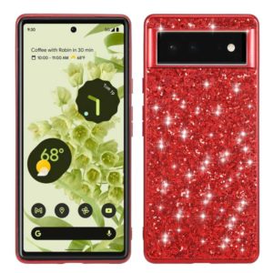 For Google Pixel 6 Pro Glitter Powder Shockproof TPU Protective Phone Case(Red) (OEM)