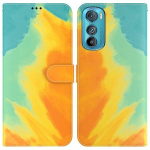 For Motorola Edge 30 Watercolor Pattern Leather Phone Case(Autumn Leaf) (OEM)