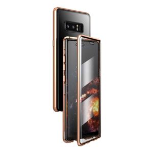 For Samsung Galaxy Note 8 Magnetic Metal Frame Double-sided Tempered Glass Case(Gold) (OEM)