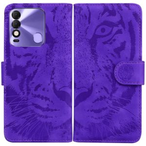 For Tecno Spark 8 / 8T Tiger Embossing Pattern Horizontal Flip Leather Phone Case(Purple) (OEM)