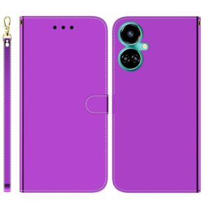 For Tecno Camon 19 Pro 5G Imitated Mirror Surface Horizontal Flip Leather Phone Case(Purple) (OEM)