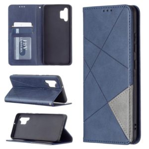 For Samsung Galaxy A32 4G Rhombus Texture Horizontal Flip Magnetic Leather Case with Holder & Card Slots(Blue) (OEM)