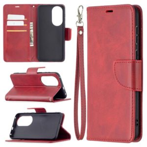 For Huawei P50 Retro Lambskin Texture Pure Color Horizontal Flip PU Leather Case with Holder & Card Slots & Wallet & Lanyard(Red) (OEM)