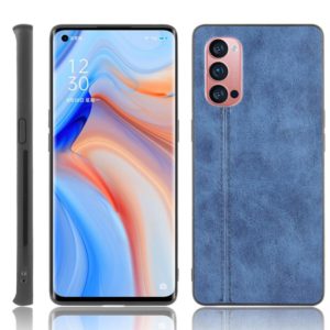 For Oppo Reno4 Pro Shockproof Sewing Cow Pattern Skin PC + PU + TPU Case(Blue) (OEM)
