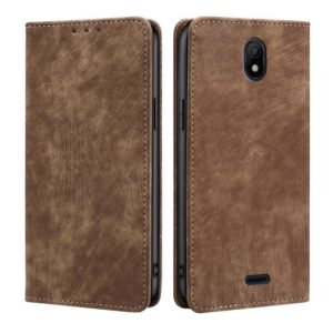 For Nokia C100 RFID Anti-theft Brush Magnetic Leather Phone Case(Brown) (OEM)