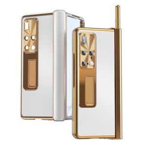 For Huawei Mate X2 Aluminum Alloy Double Hinge Shockproof Phone Protective Case(Silver Gold) (OEM)