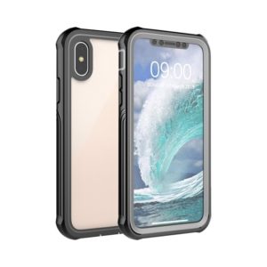 For iPhone X / XS Waterproof Dustproof Shockproof Transparent Acrylic Protective Case(Black) (OEM)