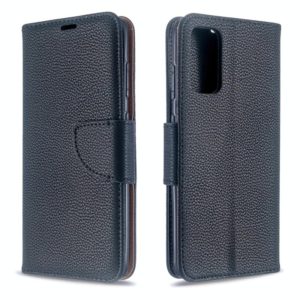 For Galaxy S20 Litchi Texture Pure Color Horizontal Flip PU Leather Case with Holder & Card Slots & Wallet & Lanyard(Black) (OEM)